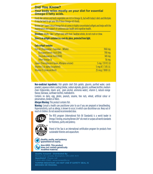 Renew Life® Super Critical Omega Norwegian Gold, Fish Oil and Omega 3's